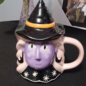 Purple Witch Mug with Black Hat
